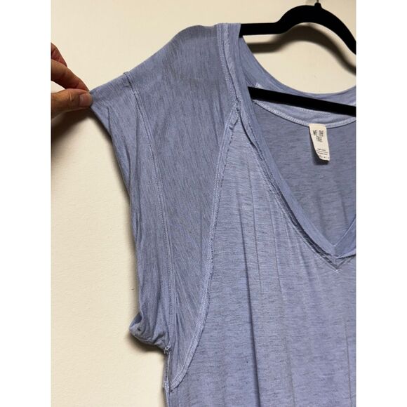 FREE PEOPLE Voyage T-Shirt, Sky, Oversized V-Neck, Sz XS - Picture 3 of 9